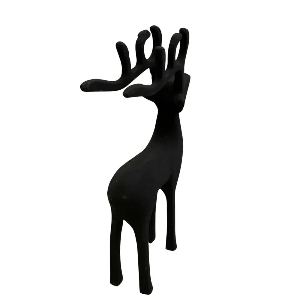 Set of 2 Black Metal Christmas Reindeer 11in Made in India Holiday Decor New